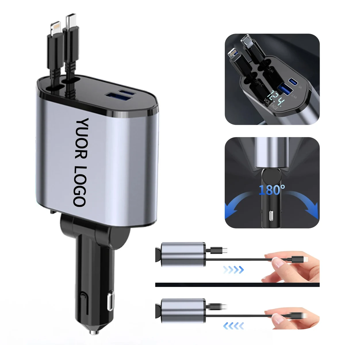 High Power Car Charger 120W with Built In Fast Charge 1