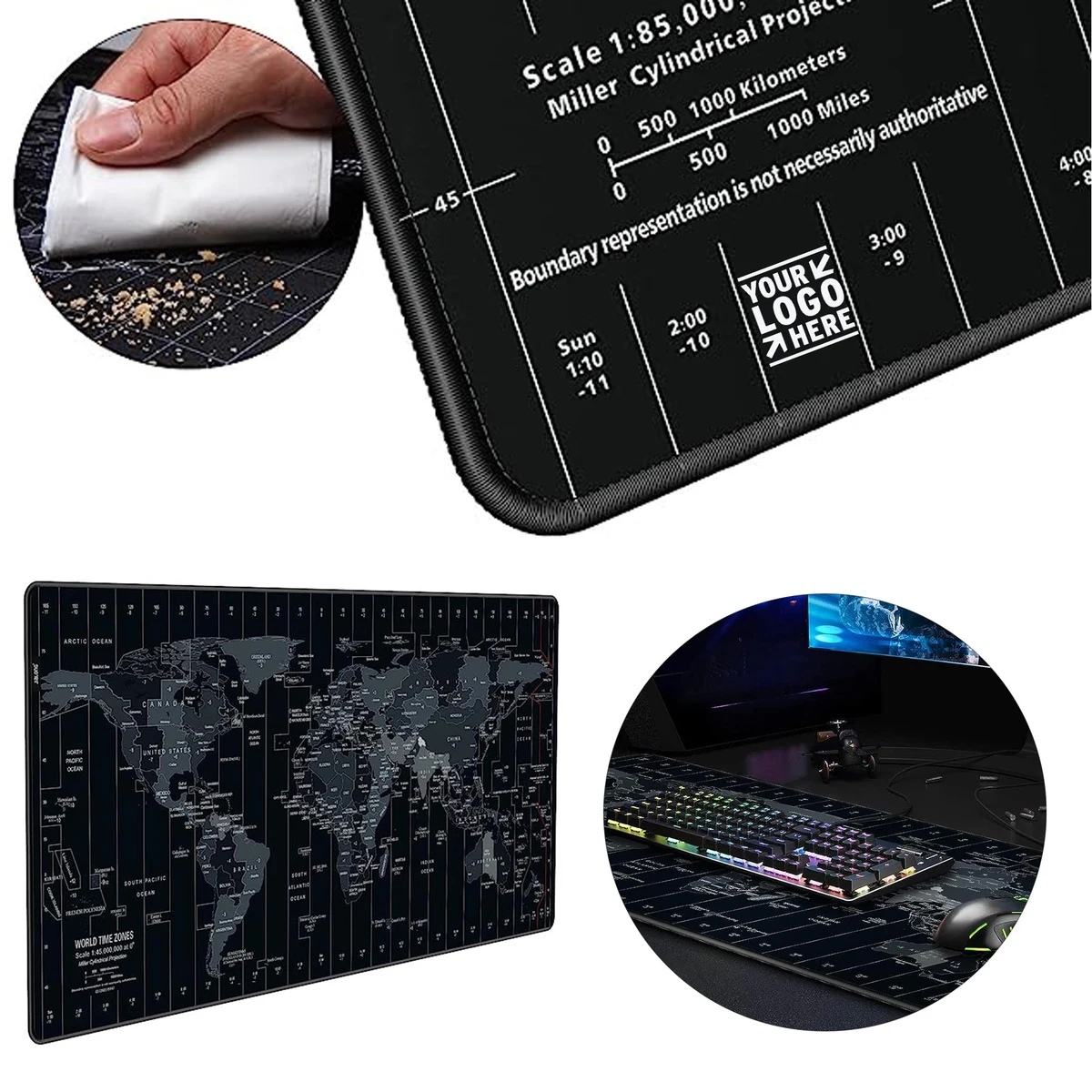 35.4 x 15.7 inches Computer PC Black World Map Gaming Desk Mat Extended Mousepad 1