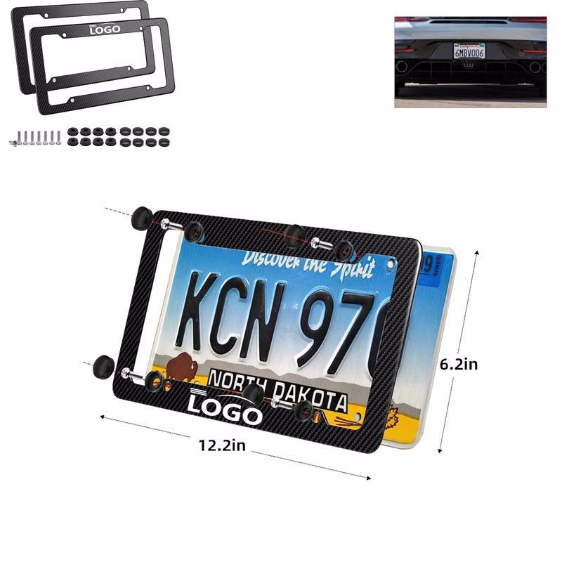 Customizable Striped License Plate Holder With Accessories