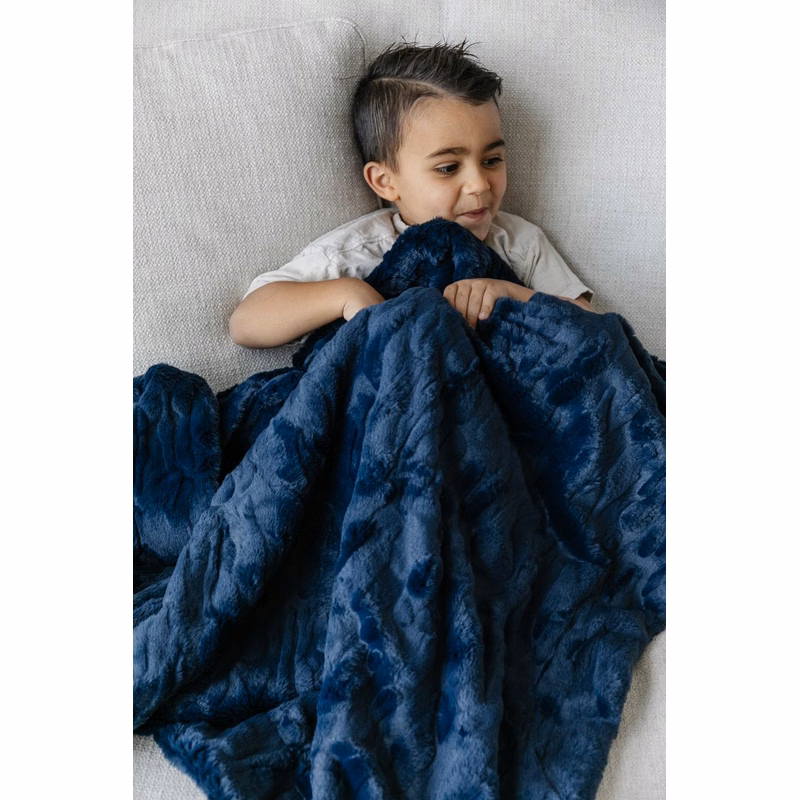 Patterned Faux Fur Zippered Midnight-XL Luxury Blanket (60x80)