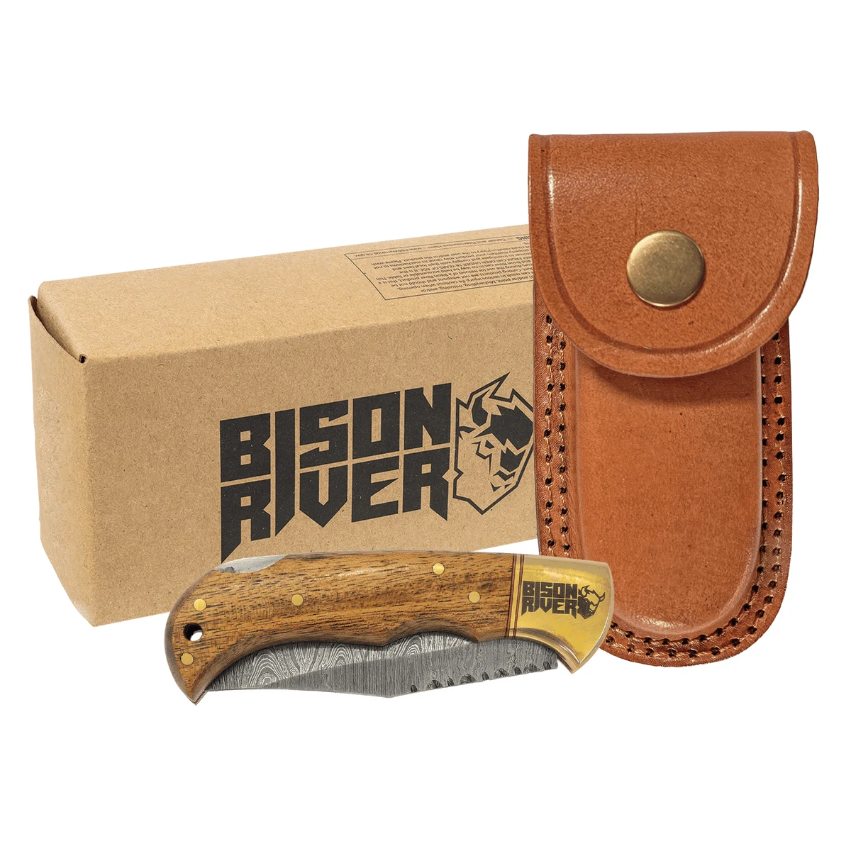 Bison River 3.75" Wood Folding Knife 1