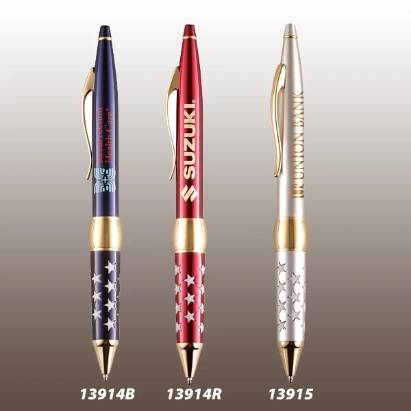 Patriotic Brass Ballpoint Pen (Satin Chrome) 1