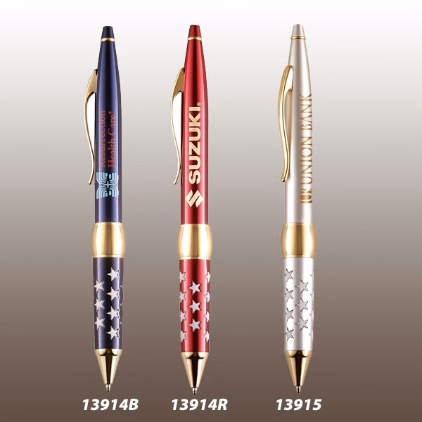 Patriotic Brass Ballpoint Pen (Satin Chrome)