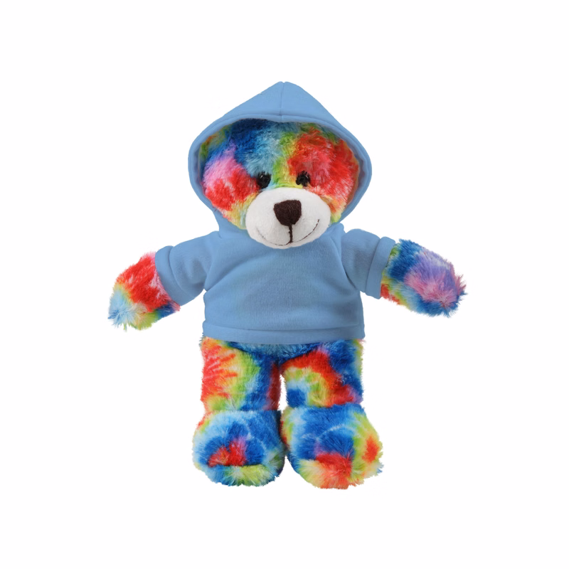 soft plush Tie Dye Bear with hoodie