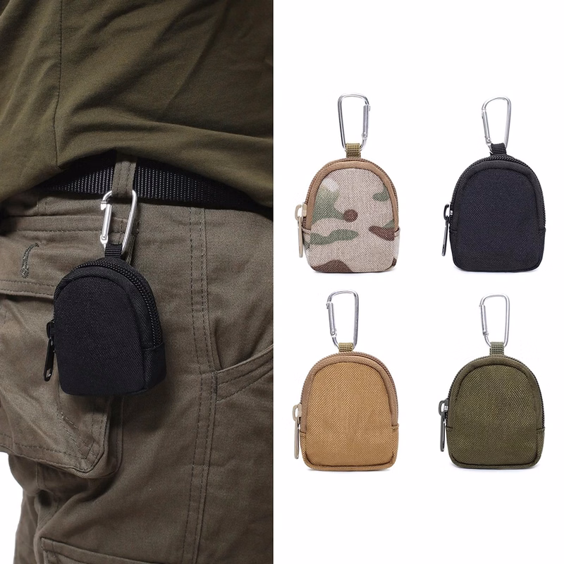Mini Round Coin Purse with Zipper and Keychain