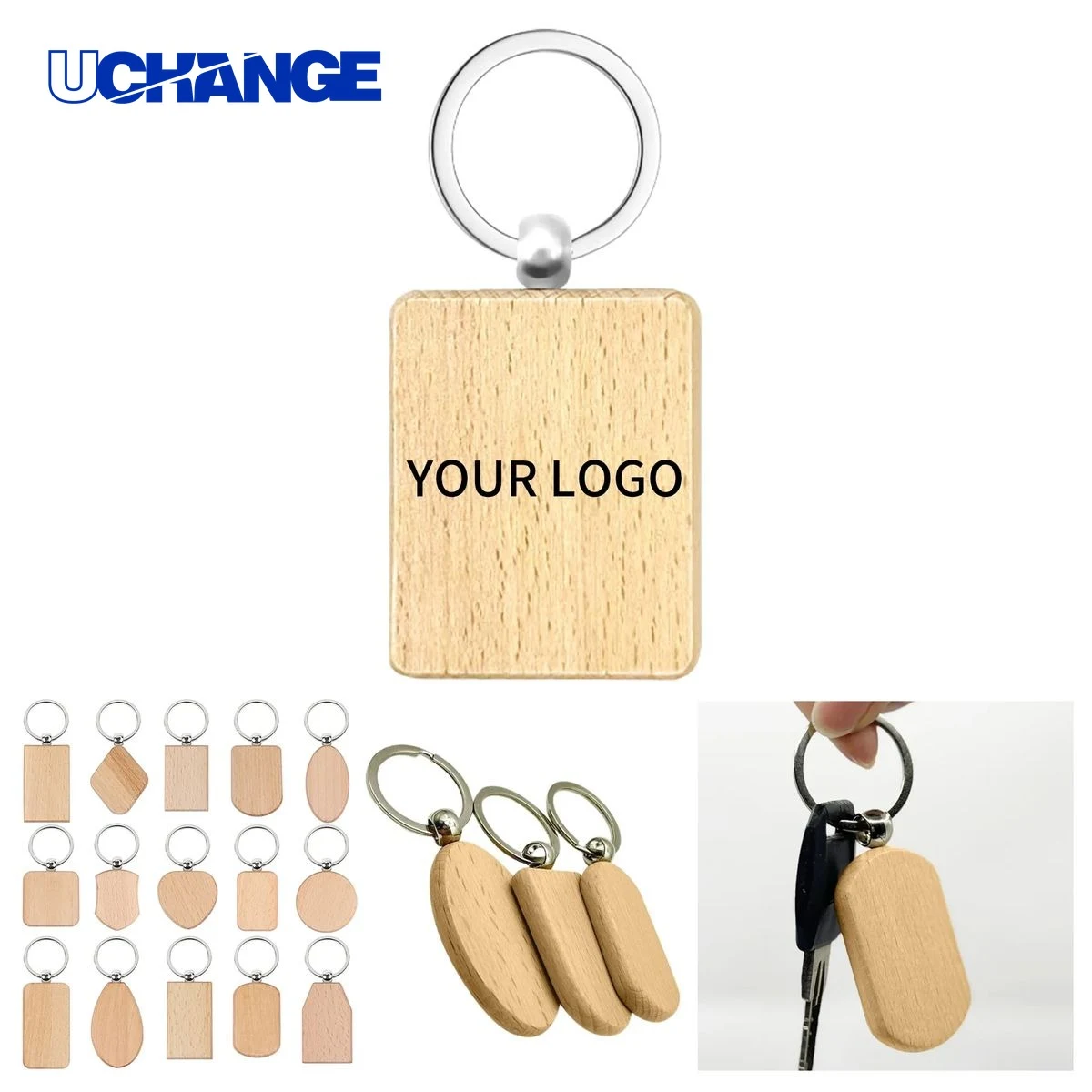 Wooden Key Tag Keychain Promotional with Logo Area 1