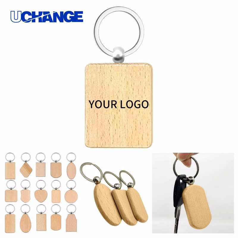 Wooden Key Tag Keychain Promotional with Logo Area