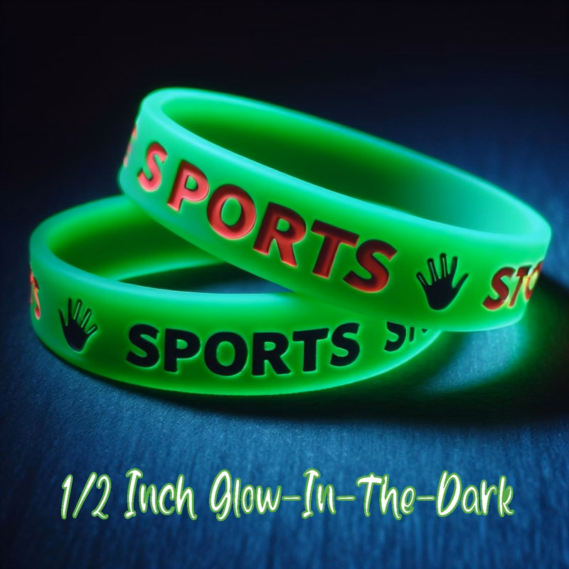 Glow in the Dark Silicone Wristband - 1/2" band