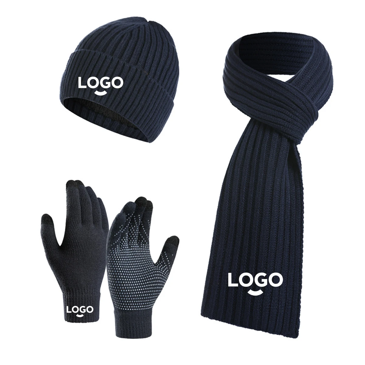 MOQ20 Winter Three-Piece Gloves, Hat, And Scarf Set 1