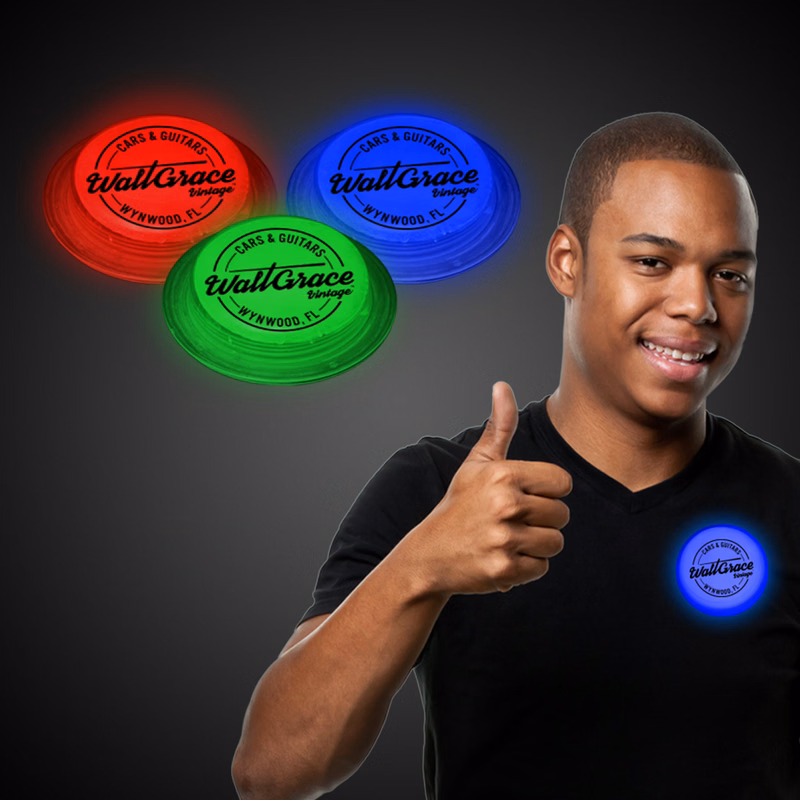 3" Self-Adhering Circle Shaped Light Up Glow Badge