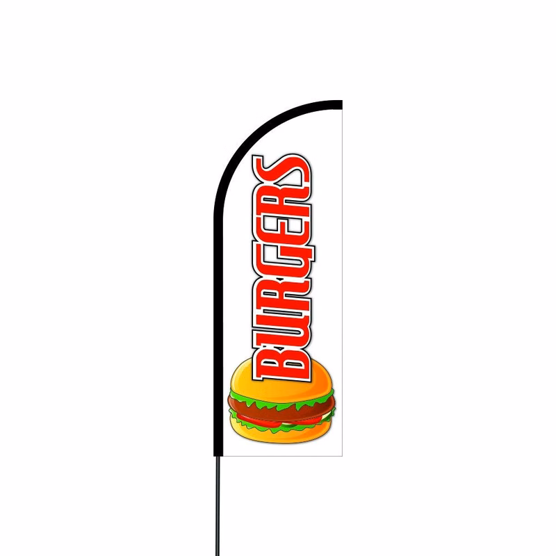Burgers Flag Kit Hardware 11' Feet Feather Flag Sign Outdoor Banner