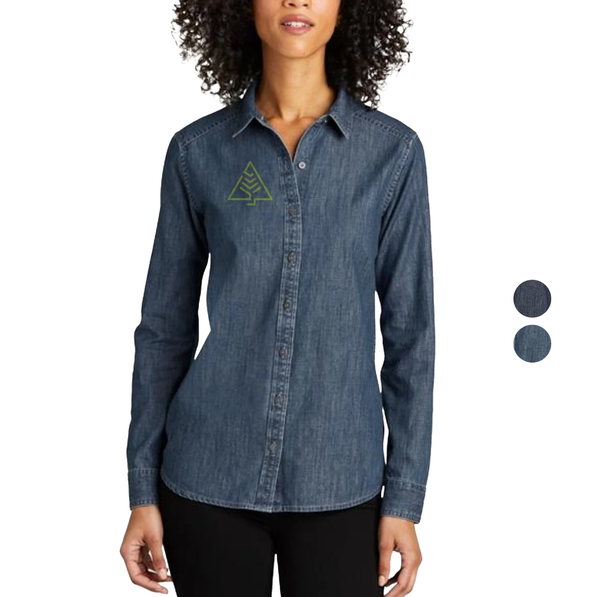Port Authority Ladies Long Sleeve Perfect Denim Shirt 5.4 oz 1