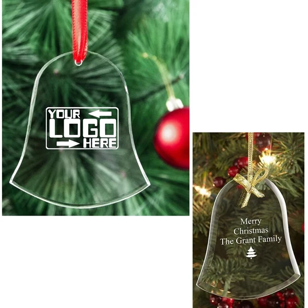 Custom Clear Glass Bell Ornament with Ribbon — Holiday Branding Keepsake 1