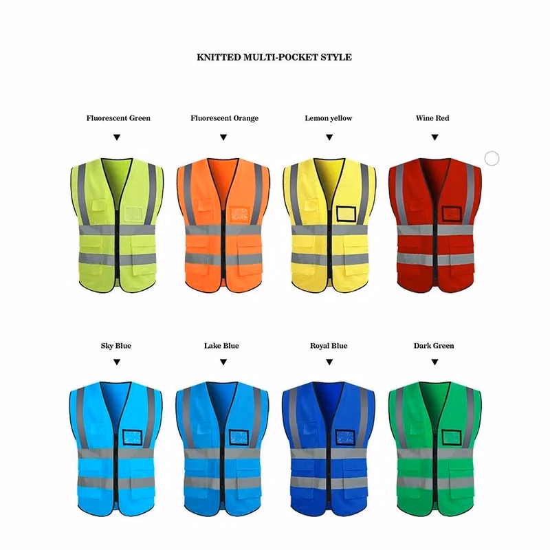 High  Reflective Visibility Vest with Pockets and Zipper
