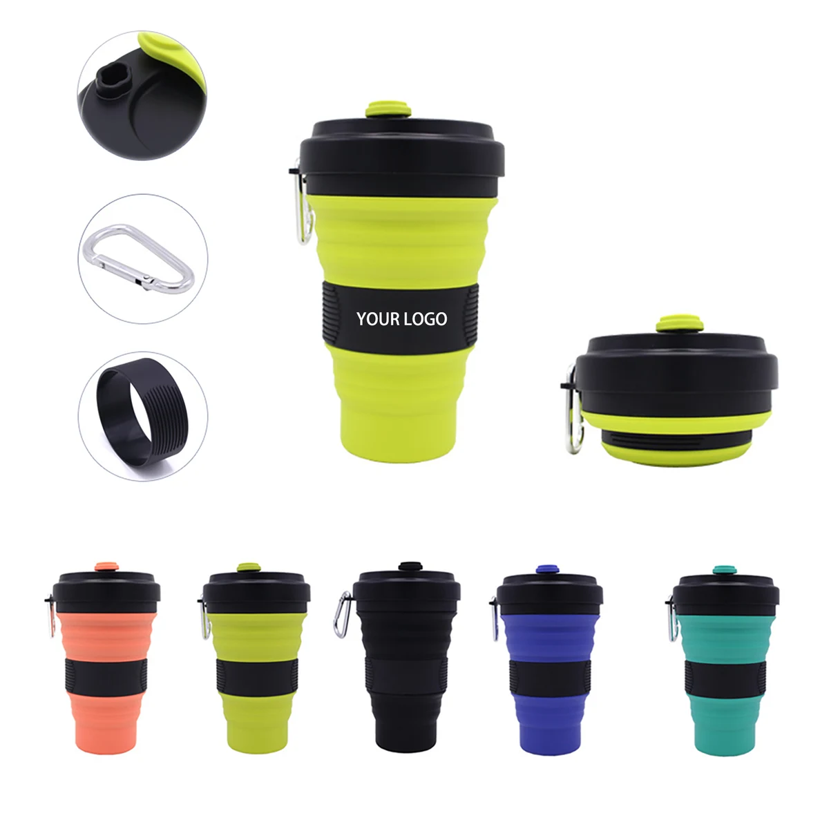 550ml Folding Silicone Cup Mugs, custom stadium cup with logo imprint 1