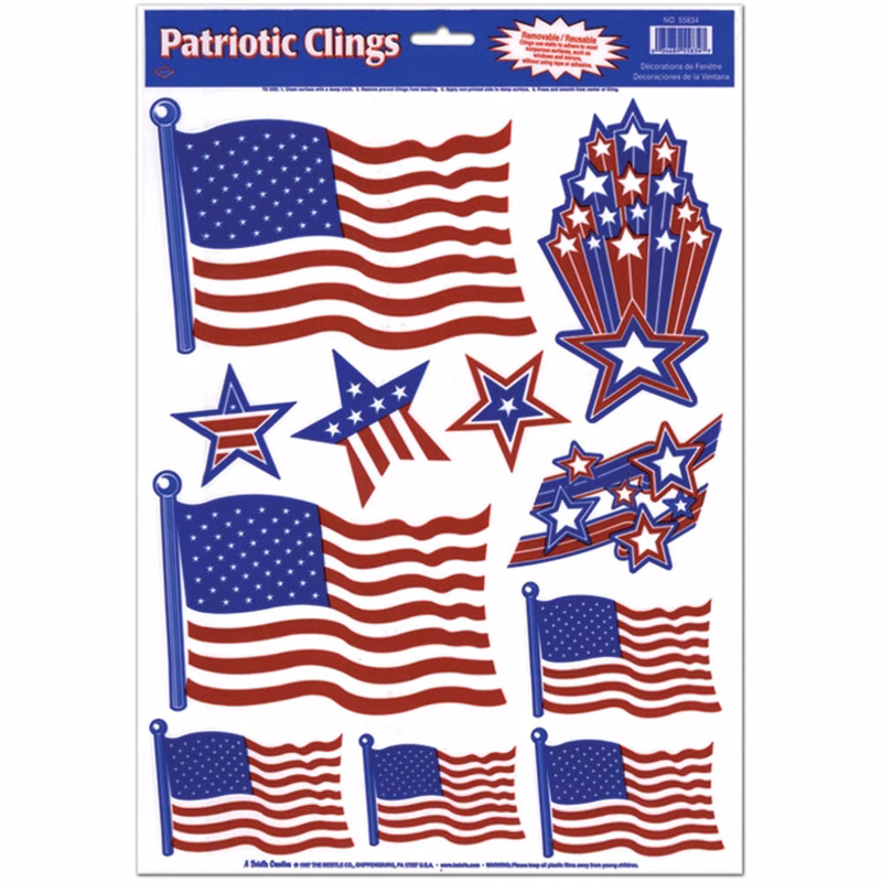 Patriotic Clings - Stars & Stripes 11 Per Sheet