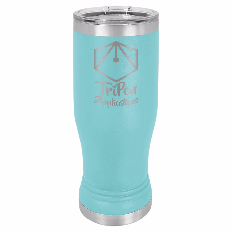 Teal 14 oz. Polar Camel Pilsner with Clear Lid