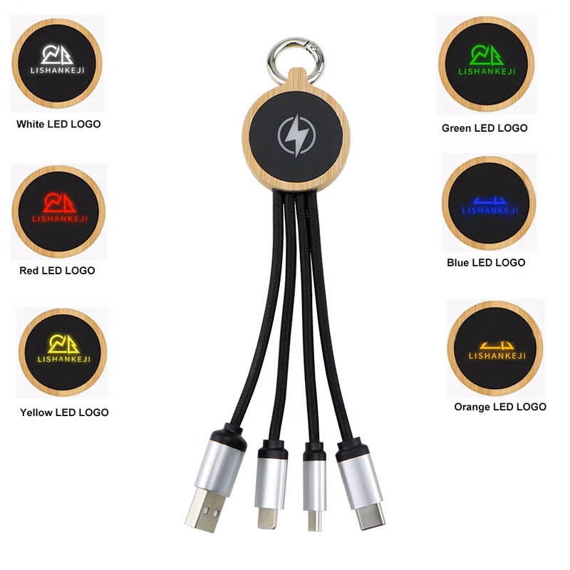 Bamboo Light Up Logo Multi-Charging Cables