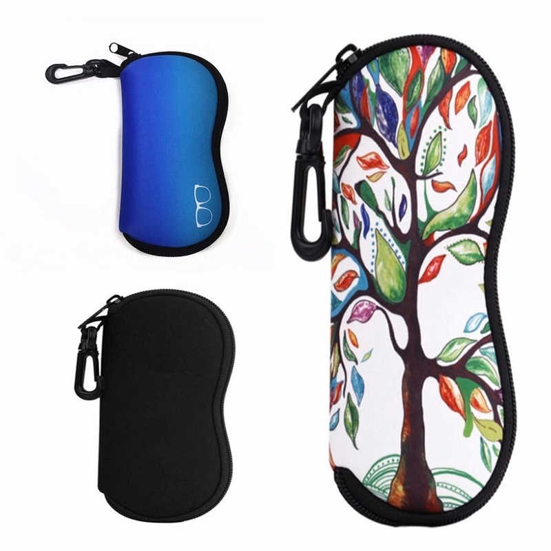 Portable sunglasses case with keychain