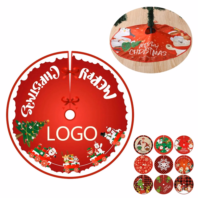 Polyester Red Christmas Tree Skirt