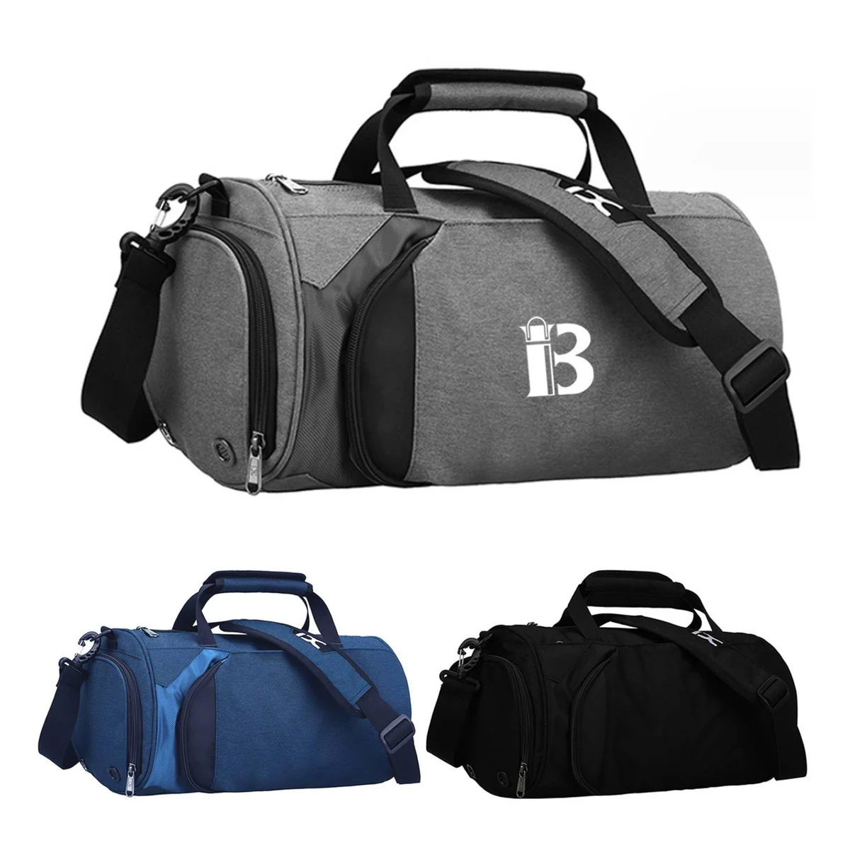 Large Capacity Cylindrical Polyester Sports Duffel Bag 1