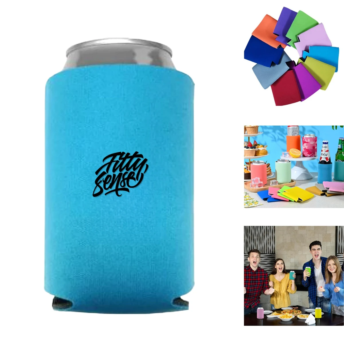 Can Cooler Sleeves, custom koozie with logo imprint 1