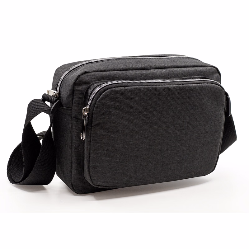Heathered Three-Zipper Crossbody Sling Bag