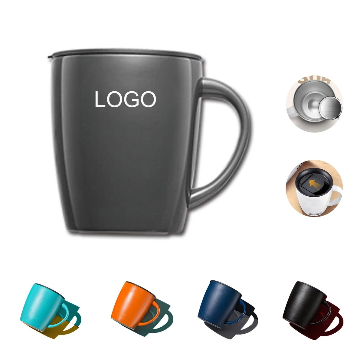 304 Stainless Steel Coffee Mug
with Lid 1
