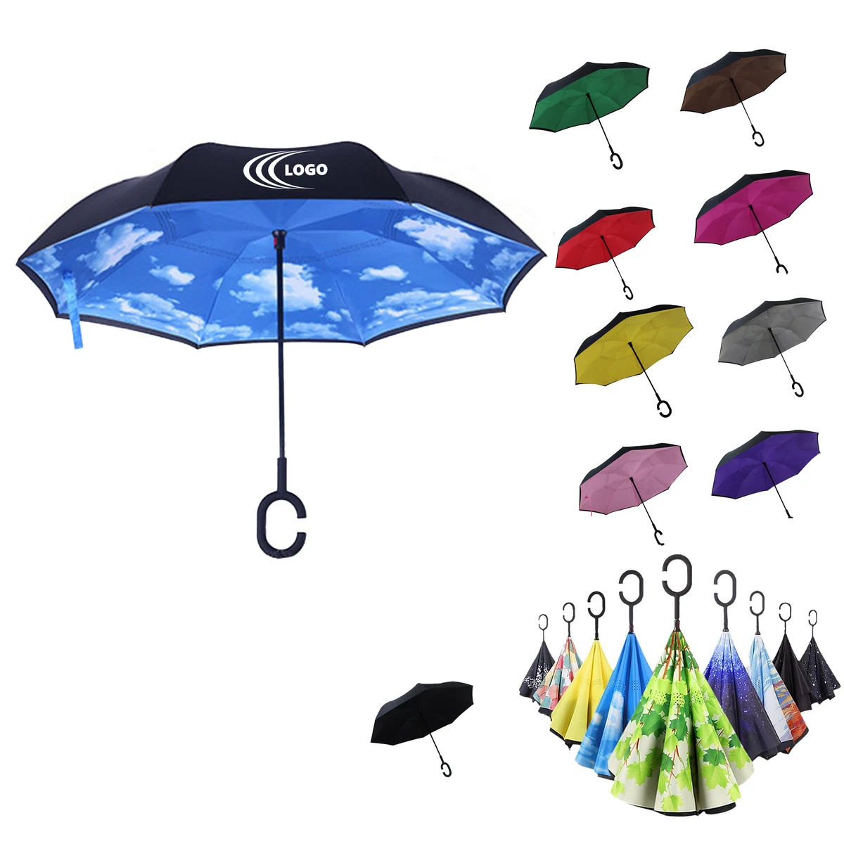 Double-Layer C-Handle Inverted Folding Umbrella 1