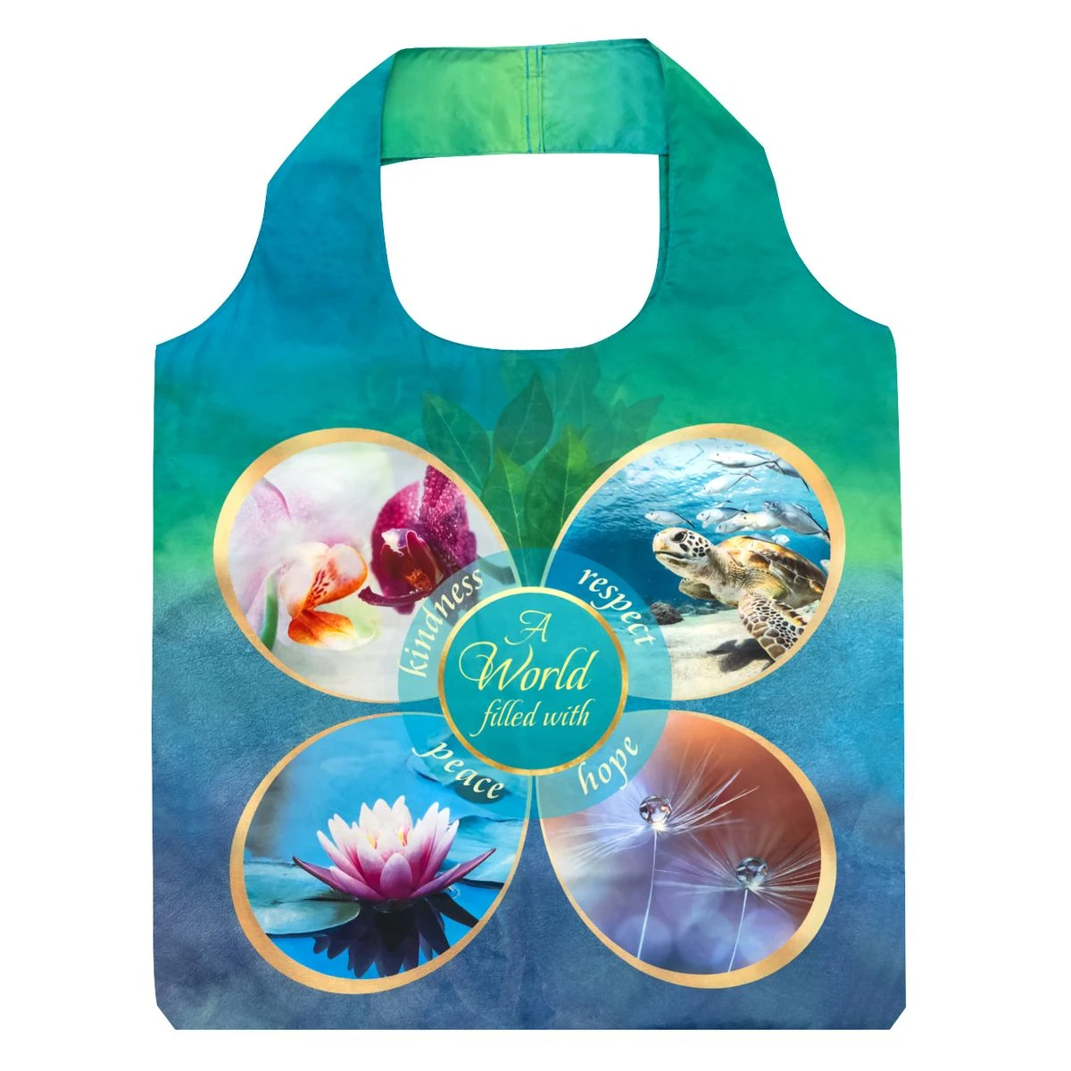 Full-Color 210D High Density Polyester Foldable Bag 15"x 22"x 2" 1