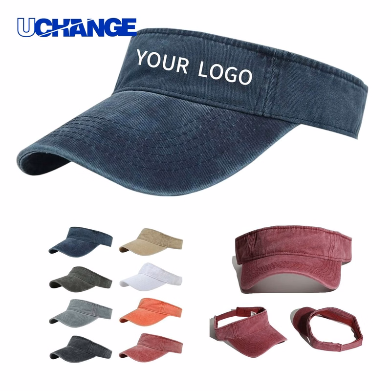 Cotton Sun Visor Hat Headwear with Custom Logo Area