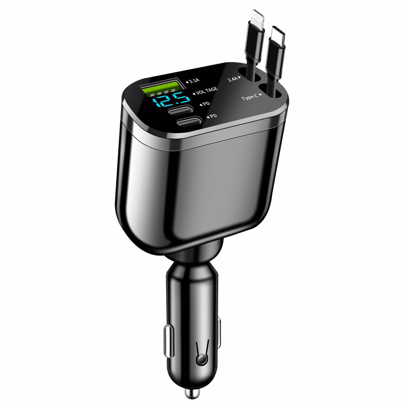 5 in 1 Retractable Cables and USB Fast Car Charger