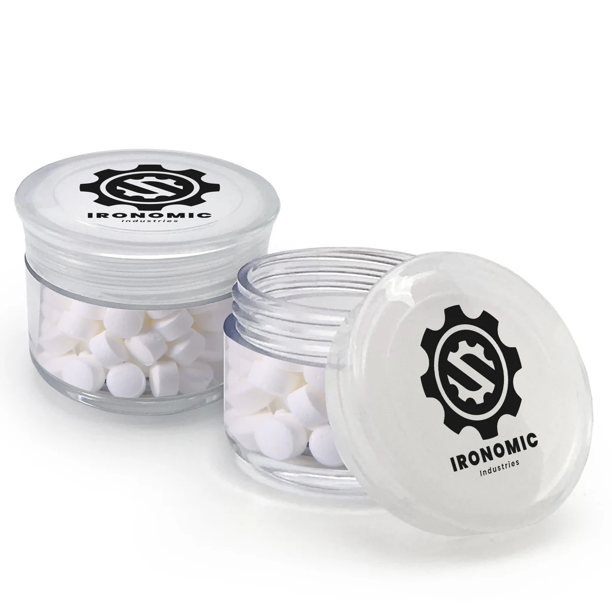 Round Plastic Mint Jar: Screw Top 1