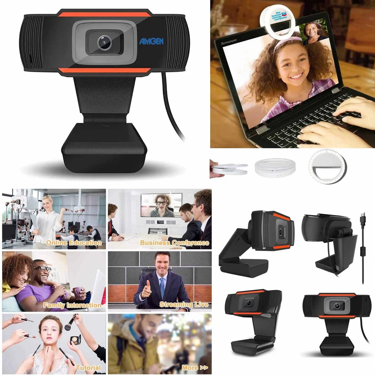 iBank ® Pro HD Wide-Angle Webcam with Built-In Microphone, Noise-Cancelling 1