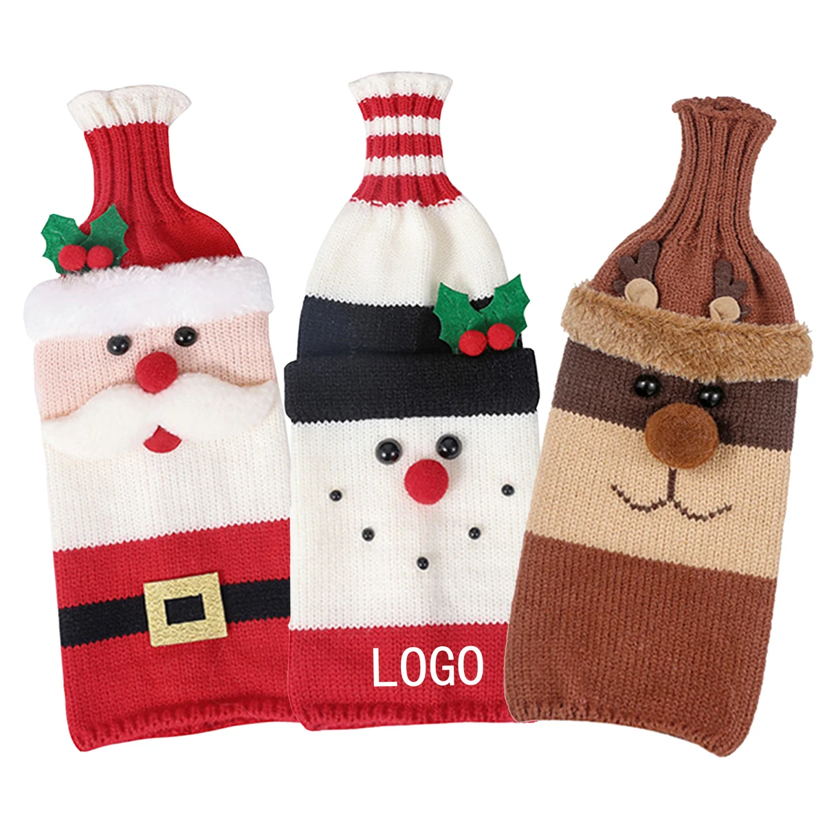 Christmas Cartoon Knitted Wine Bottle Sleeve 1