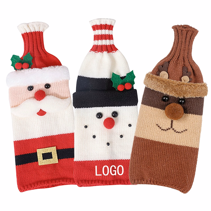 Christmas Cartoon Knitted Wine Bottle Sleeve