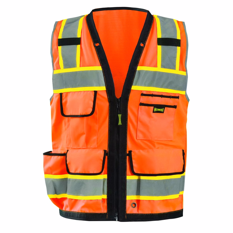 Occunomix SOLID/MESH HEAVY DUTY TWO-TONE SURVEYOR VEST w/ZIPPER