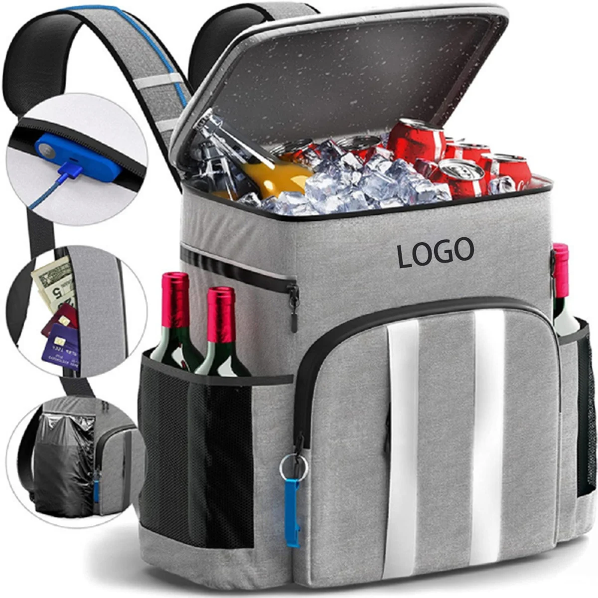 Large Capacity Insulated Picnic Backpack with Ice Pack for Outdoor Fresh-Keeping and Heat Preservati 1