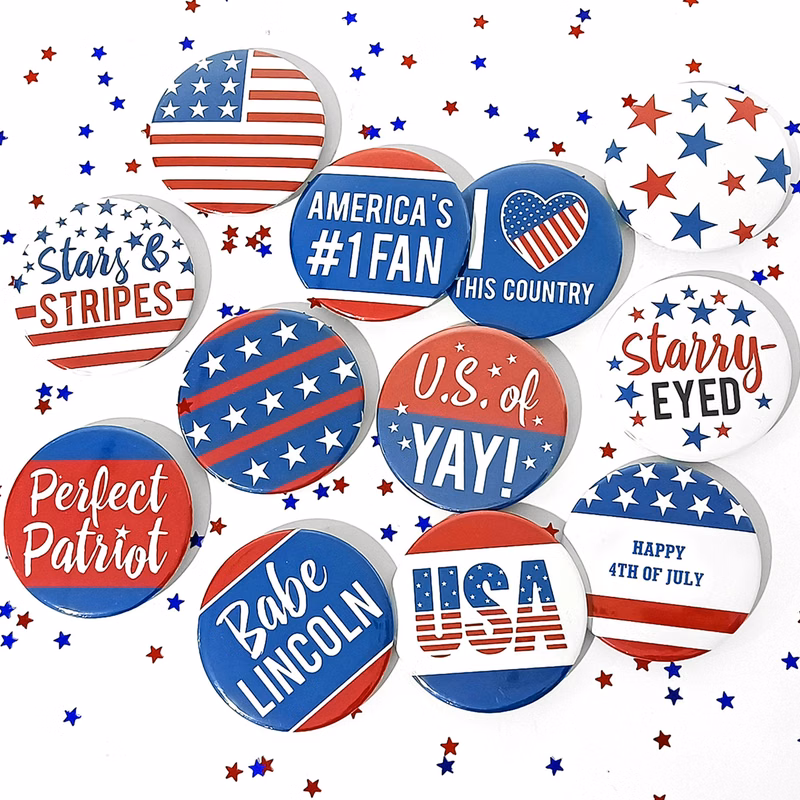 July 4th Festival Round Button Badge
