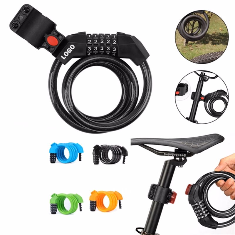 5 Digit Resettable Combination Coiling Bike Lock Cable