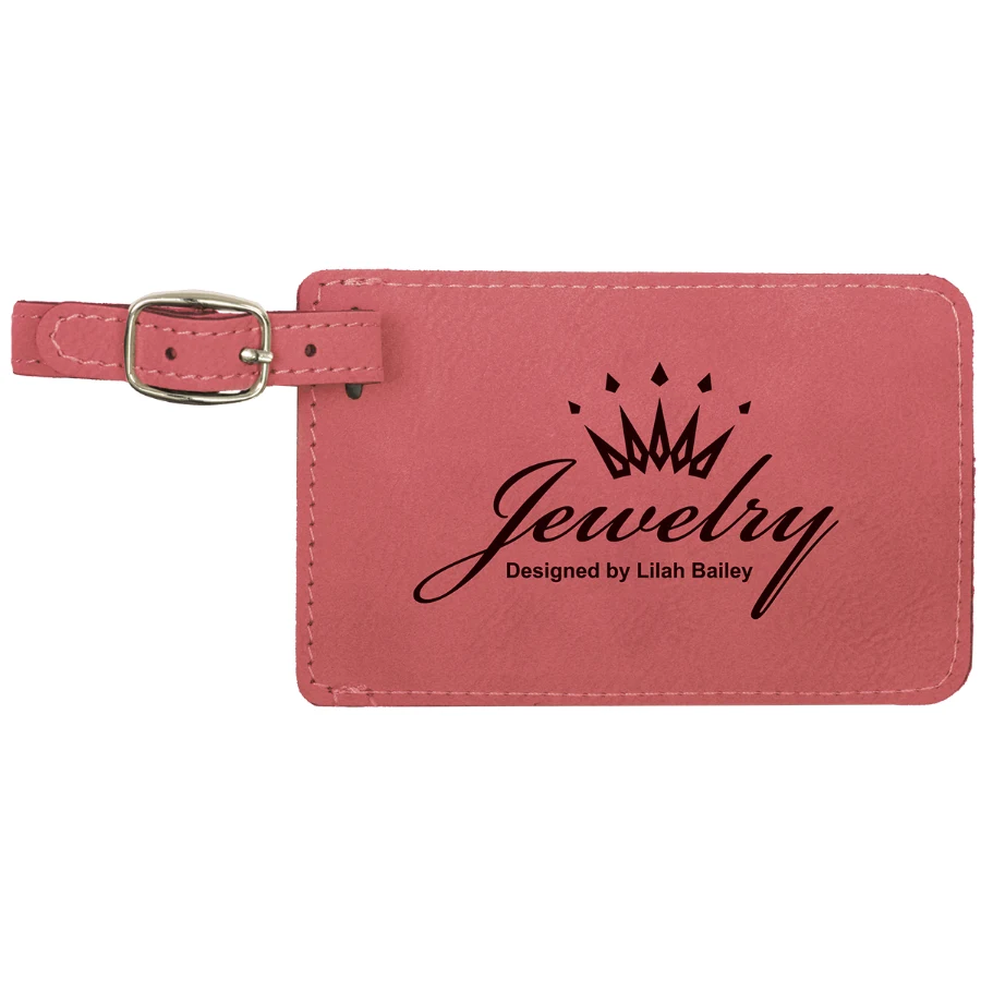 4 1/4" x 2 3/4" Pink Leatherette Luggage Tag 1