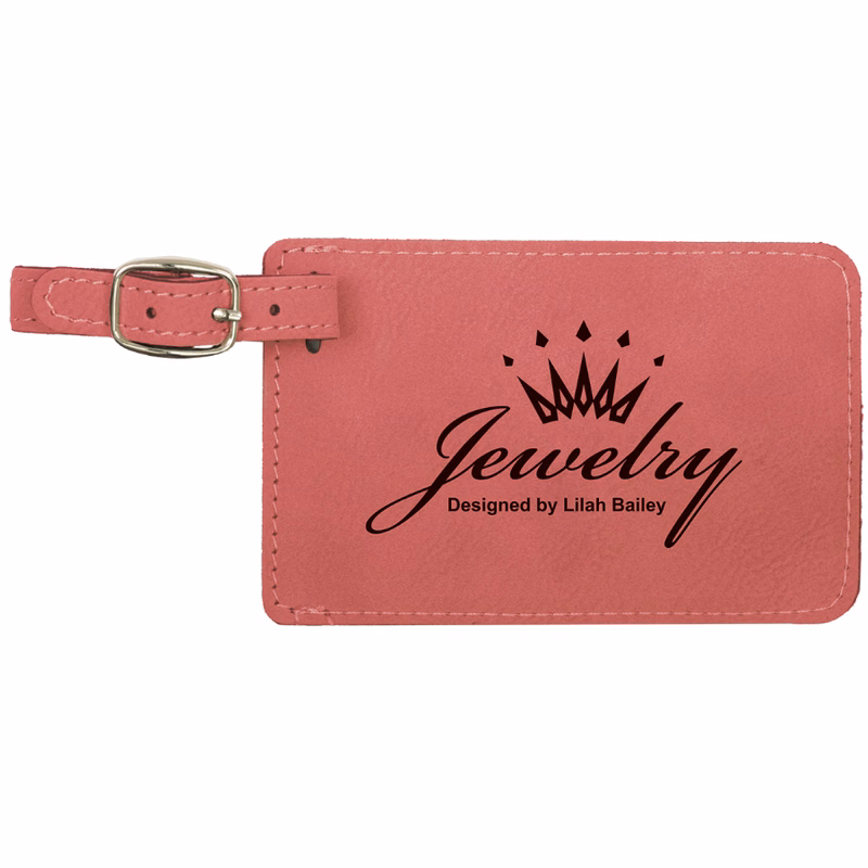 4 1/4" x 2 3/4" Pink Leatherette Luggage Tag