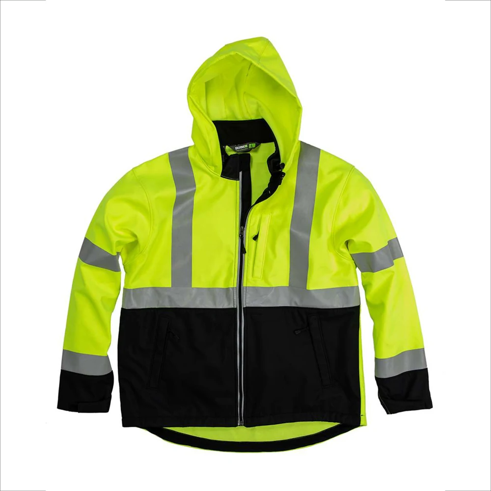 BERNE® Men's Hi-Vis Class 3 Hooded Soft Shell Jacket 1
