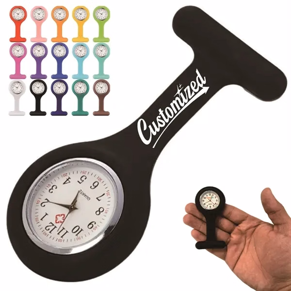 Custom Silicone Nurse Fob Watch with Safety Pin Clip — Healthcare Worker Gift