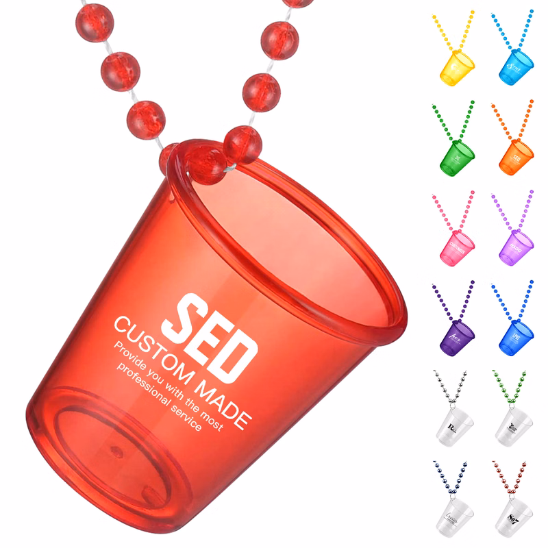 Plastic Shot Glass With Beaded Chain For Parties & Events