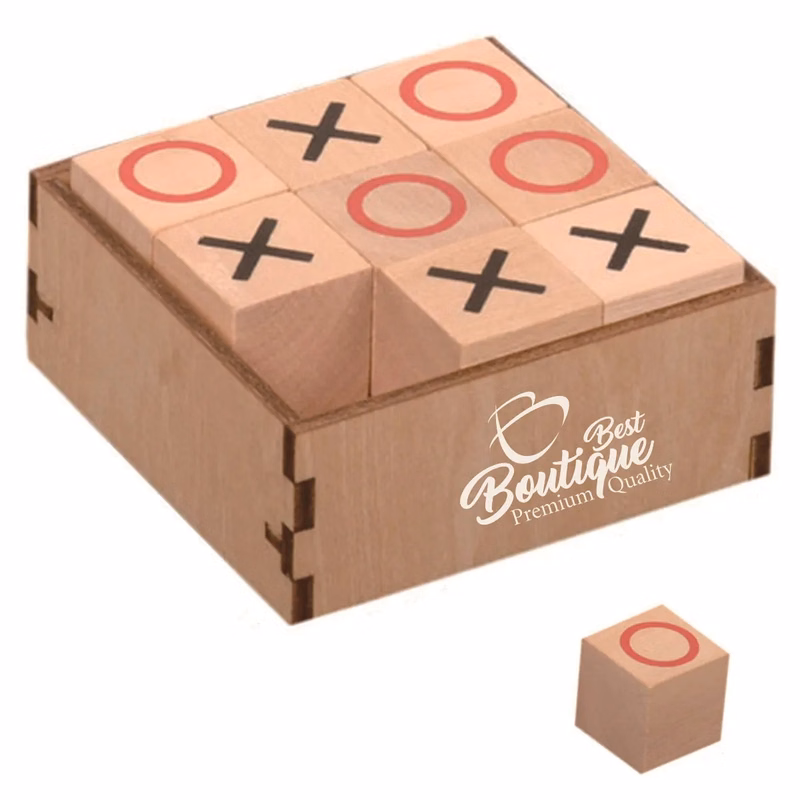 Wooden Tic Tac Toe Game Classic Board Family Night