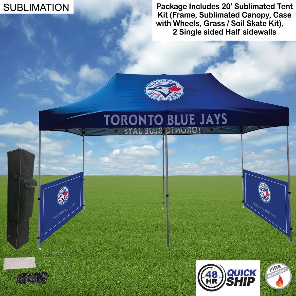 48Hr Quick Ship- 20' Tent Sidewalls Package, 20' Sublimated Tent kit & 2 Single sided half sidewalls 1