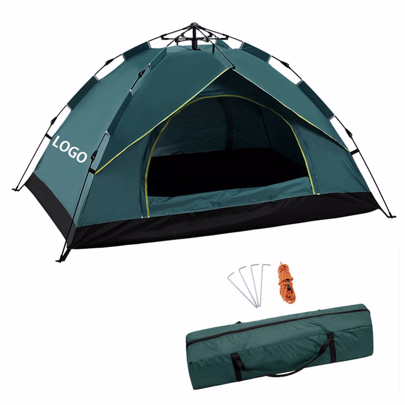 Automatic spring-loaded quick-opening camping tent