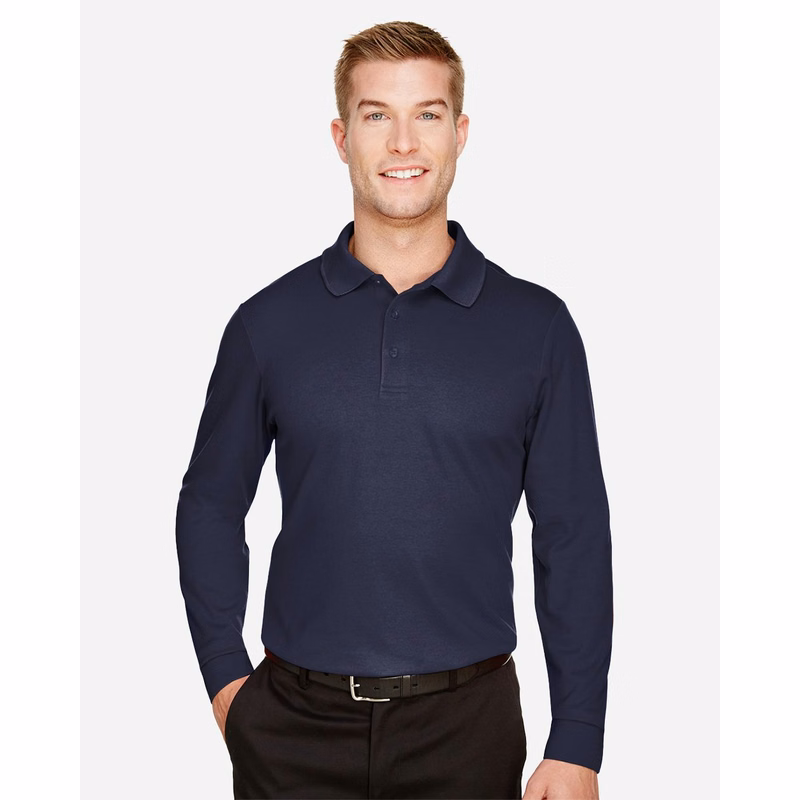 Men's Tall CrownLux Performance® Plaited Long Sleeve Polo - DG20LT