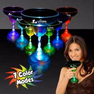 10 oz. Light Up Flashing MultiColor LED Glow Margarita Glass